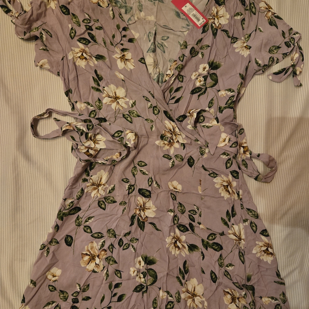 Xhilaration Purple Floral Wrap Dress